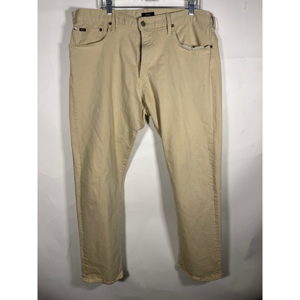 Polo Ralph Lauren Mens Classic Fit Jeans Tan Khaki Stretch Denim 38x32
